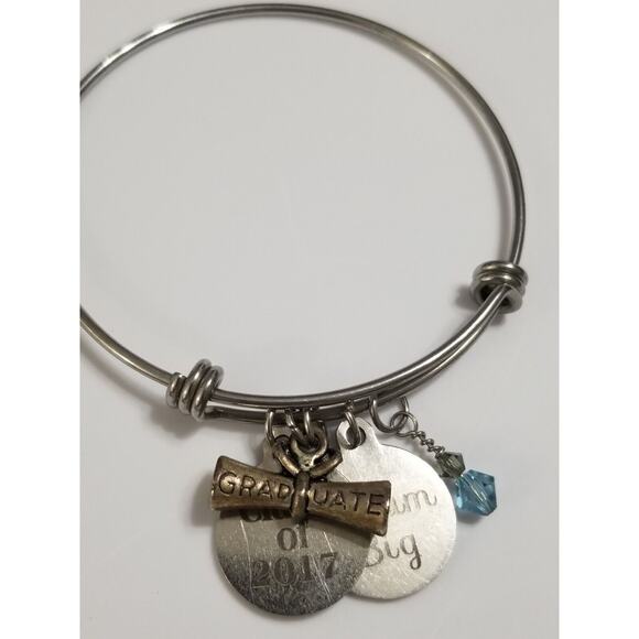 FOUR bracelets 2 1/2 " 1-Alex & Ani with J/ 1-grad bracelet/1- daughter/1-soccer - Picture 9 of 16